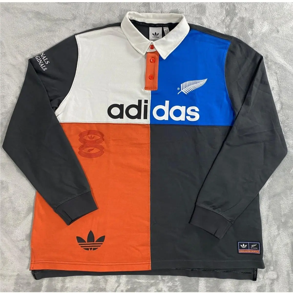 Adidas All Blacks Rugby Polo Men XL Carbon Multi Colorblock KG4638
