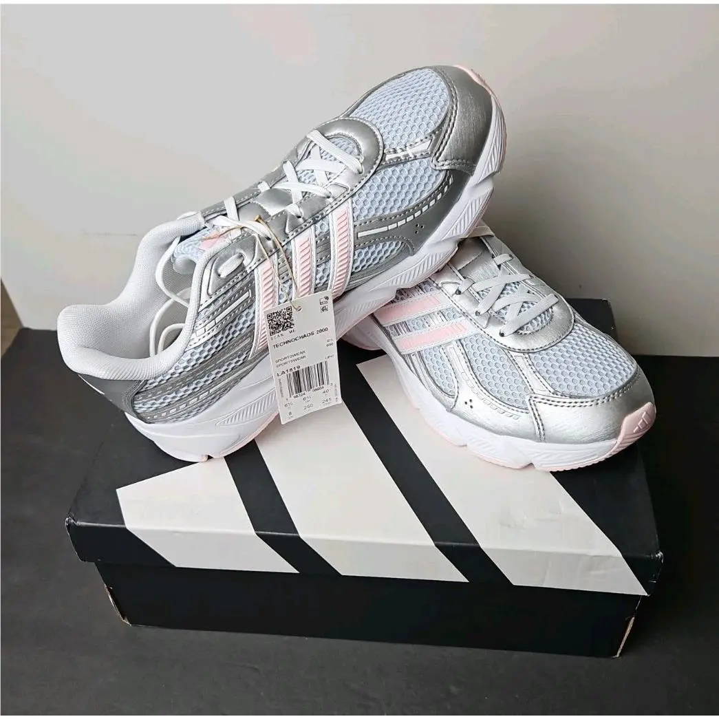 Adidas Technochaos 2000 Metallic Silver Pink Mesh Women`s Sneakers Size 8
