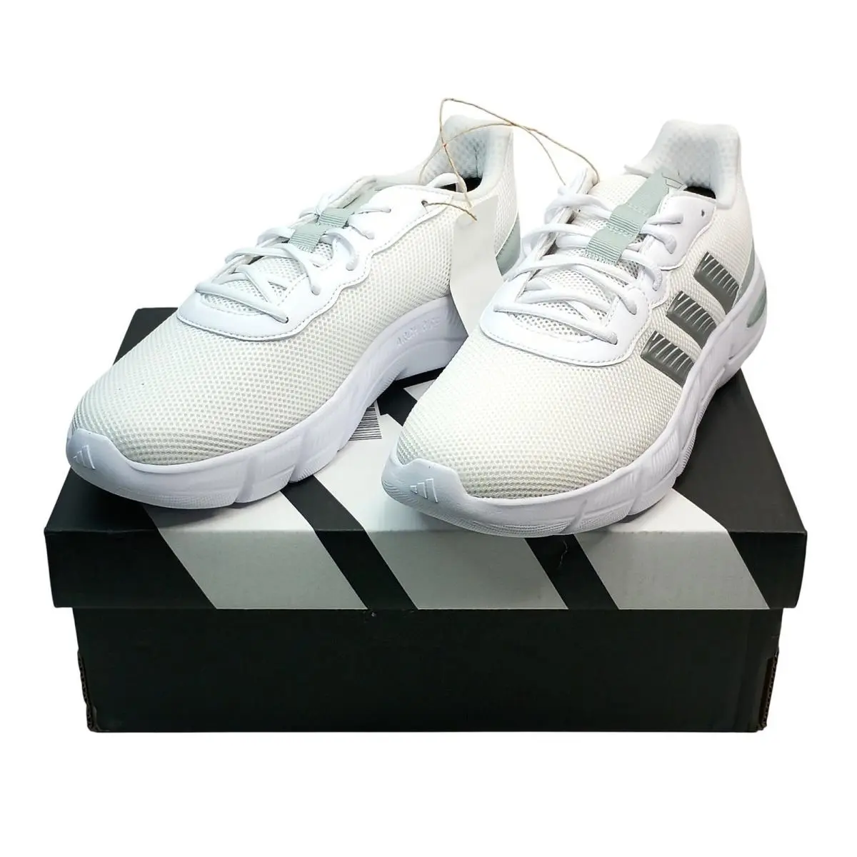 Adidas Cloudfoam Flex Laces Running Shoes Women Size 6.5 White Silver JS4891