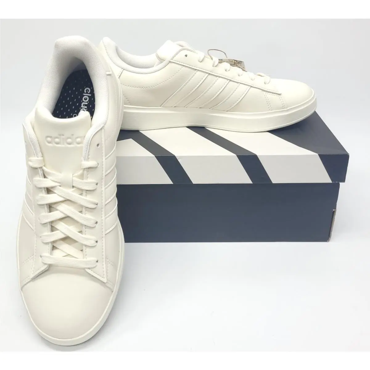 Adidas Grand Court 2.0 Men`s Size 8.5 Shoes Off White Alumina Sneakers JI0945