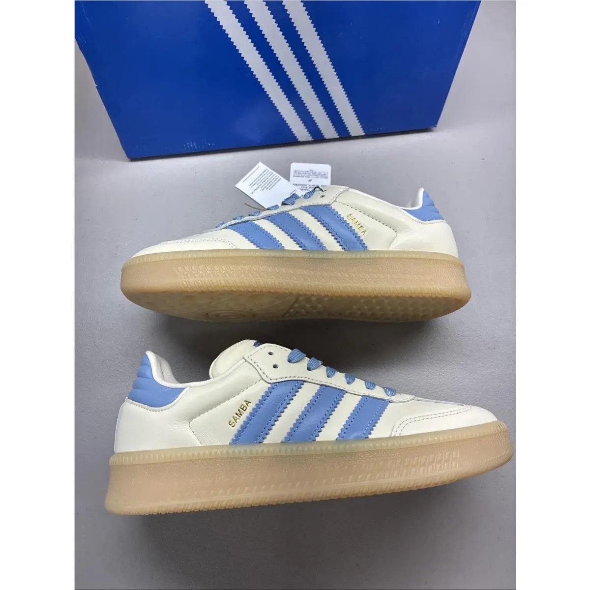 Adidas Samba Xlg Wonder White Ash Blue HQ0251 GS Youth 6.5