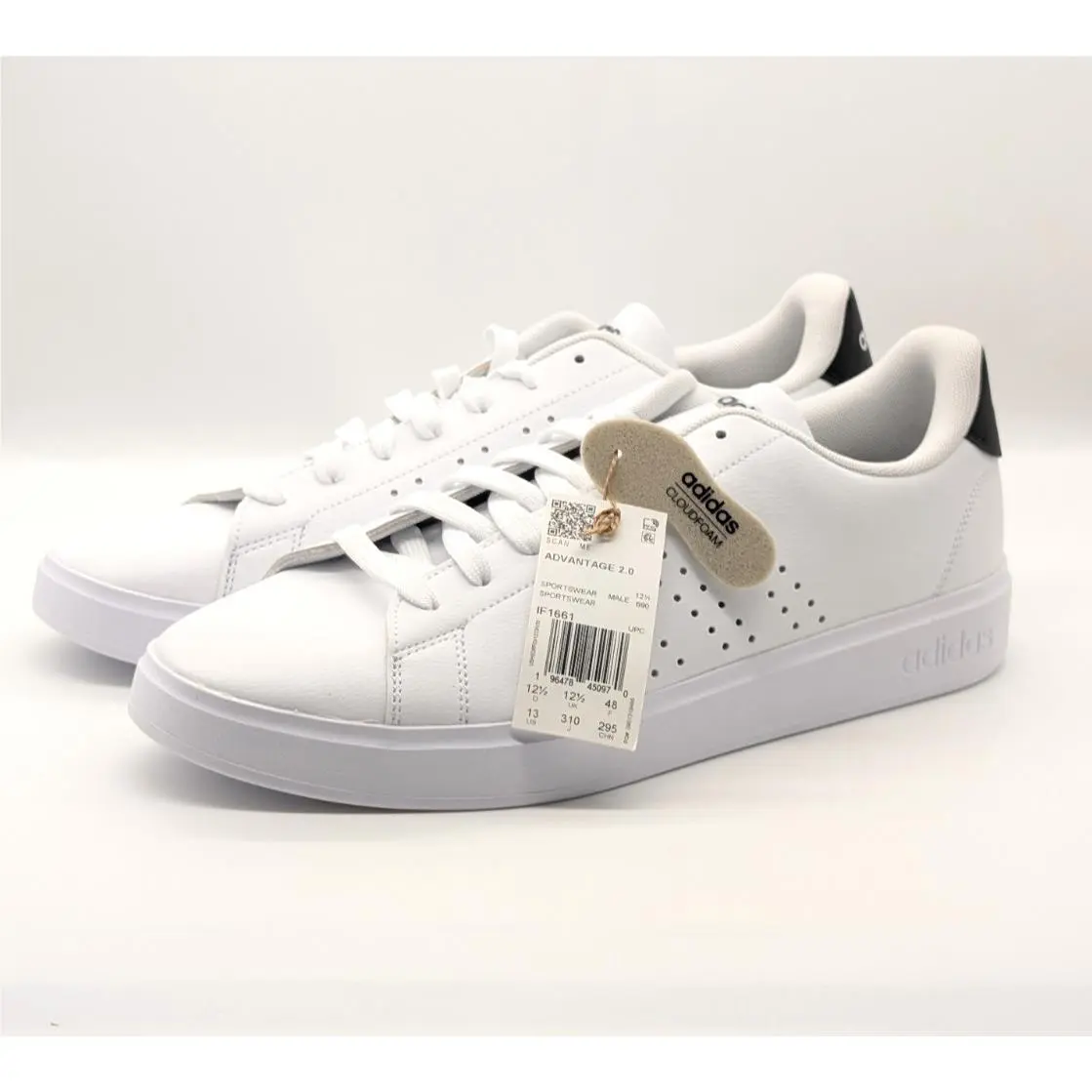 Advantage 2.0 Mens Size 13 Tennis Shoes - White Black Ink Sneakers Men 13 by Adidas