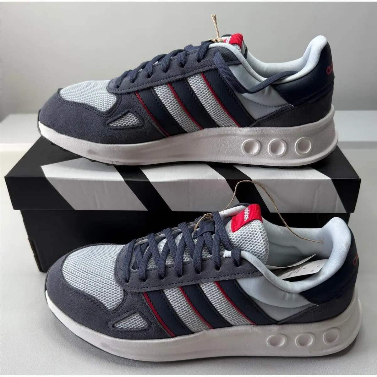 Adidas Run 84 Mens Navy Grey Cloudfoam Running Sneakers JR8712 Size 9
