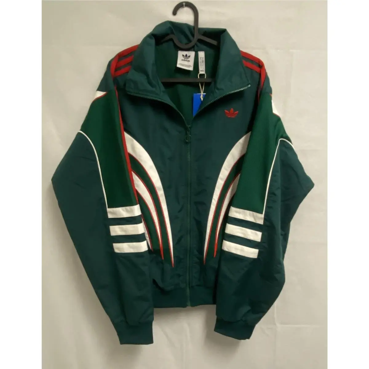 Adidas Atlanta Track Top Men`s Medium Green Stripes Full Zip Athletic Jacket