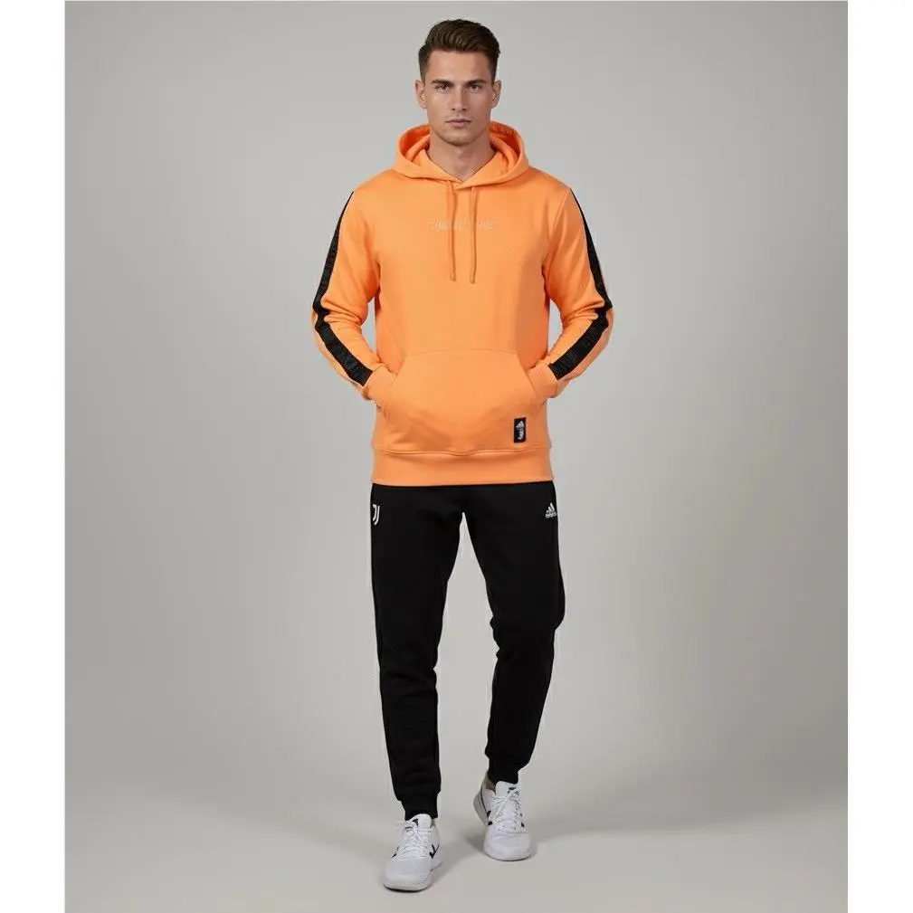 Adidas Juventus Football Mens Hoodie Long Sleeve Blaze Orange Jacket Medium