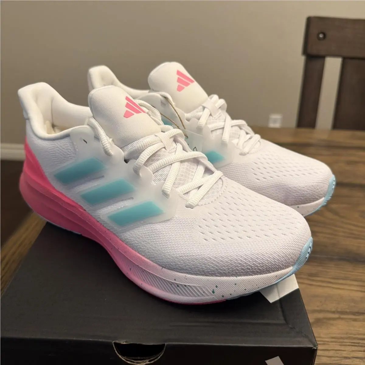 Adidas Youth 5 Cloudfoam Running Sneakers Teal/pink /white ….X1