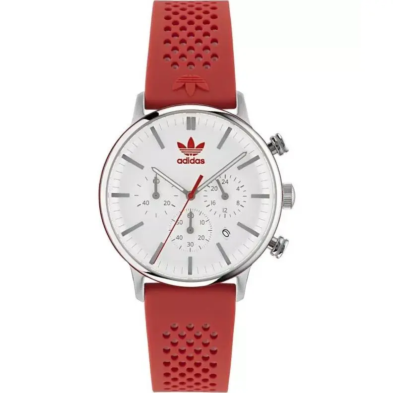 Adidas Originals Code One Chrono Quartz Watch - AOSY23019 - Dial: White, Band: Red