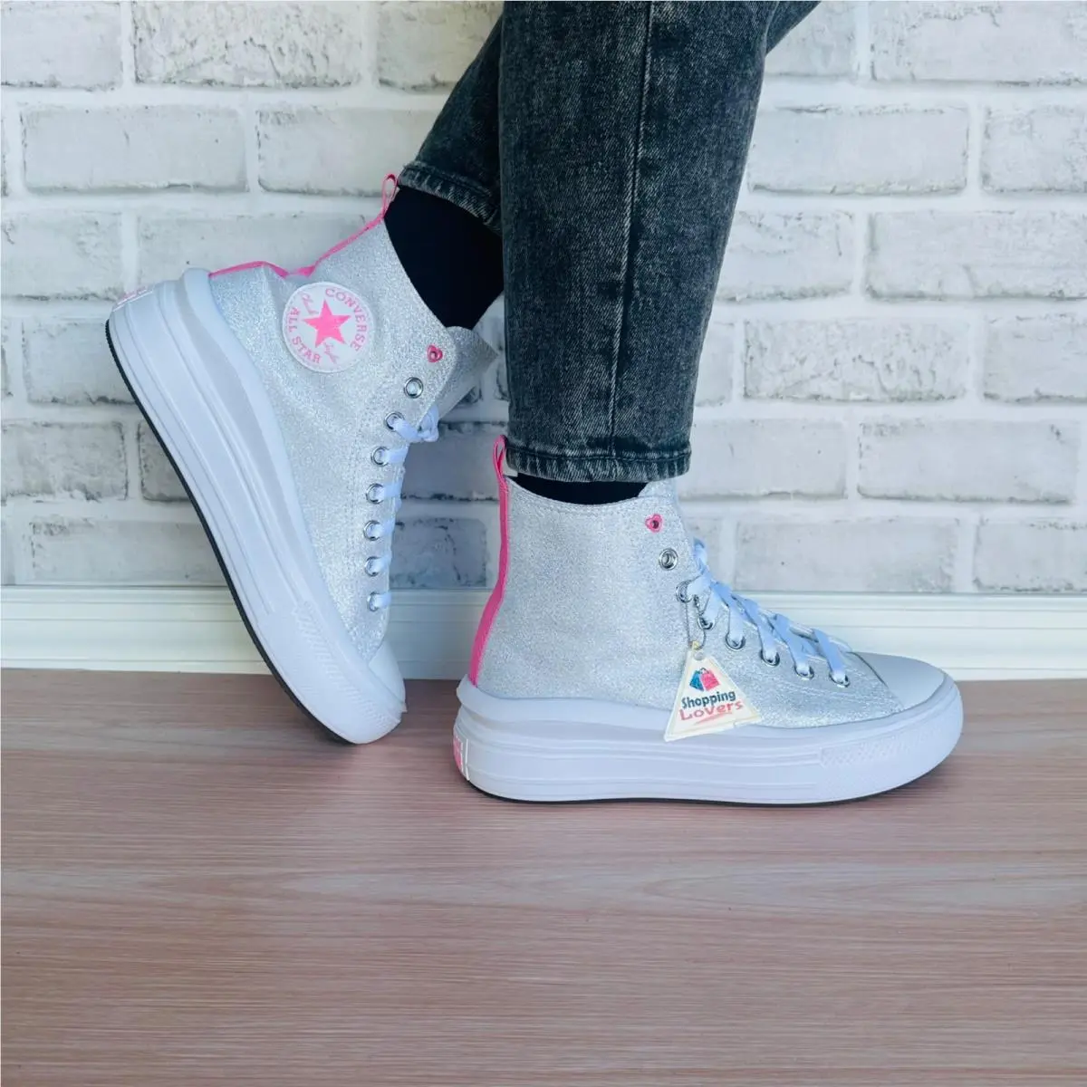 Chuck Taylor All Star Move Sz 5.5 Big Kid Shoes Sparkle Gray A06332C by Converse