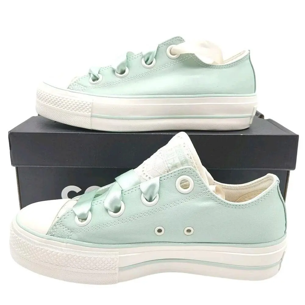 Converse Womens 8 Chuck Taylor Lift OX Platform Shoe Skate Sneaker Sticky Aloe