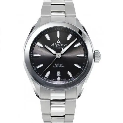 Alpina AL240GS4E6B Grey Dial Stainless Steel Date Silver Tone Men`s Watch
