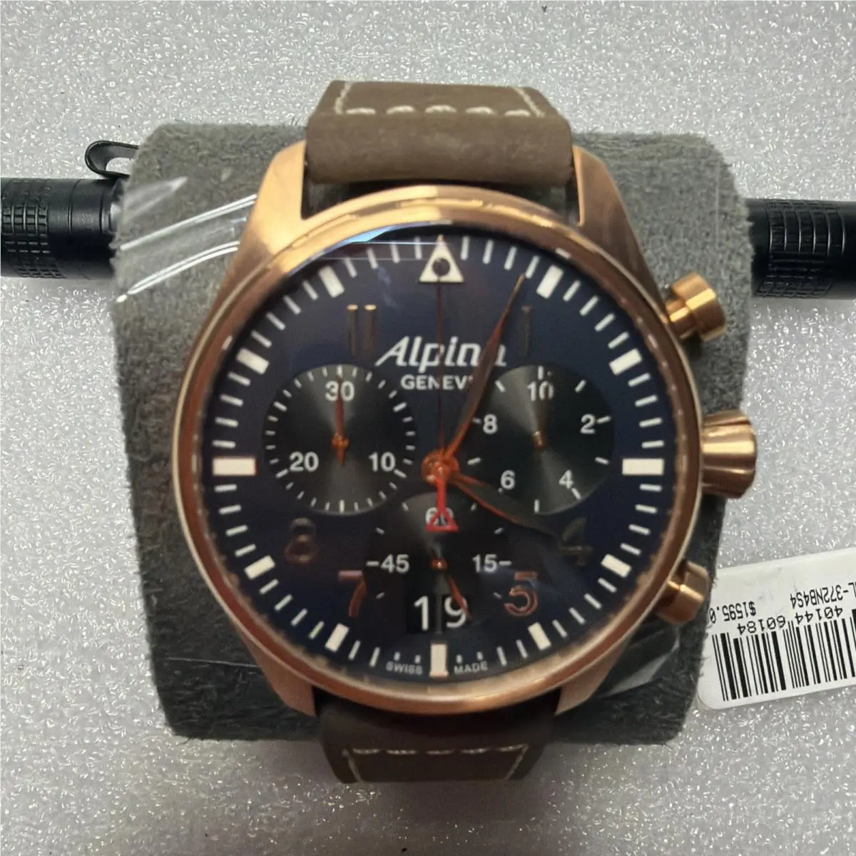 Startimer Pilot Chronograph AL372X4S26Quartz Gray Dial Leather Strap Watc by Alpina