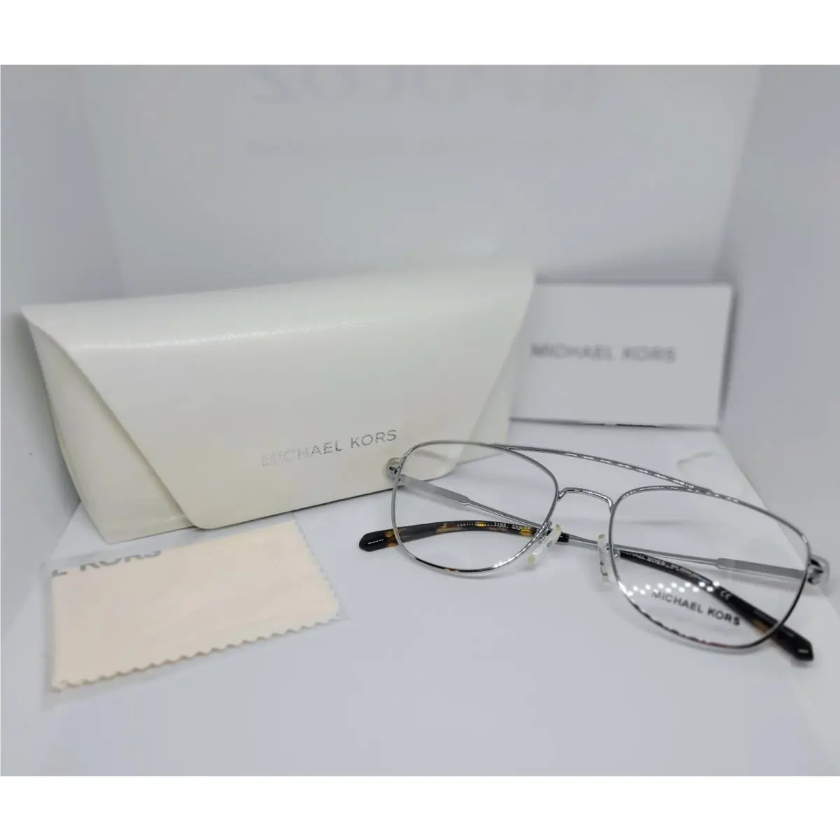 Michael Kors Eyeglasses Frames Case Model MK 3034 1153 Macao In Silver
