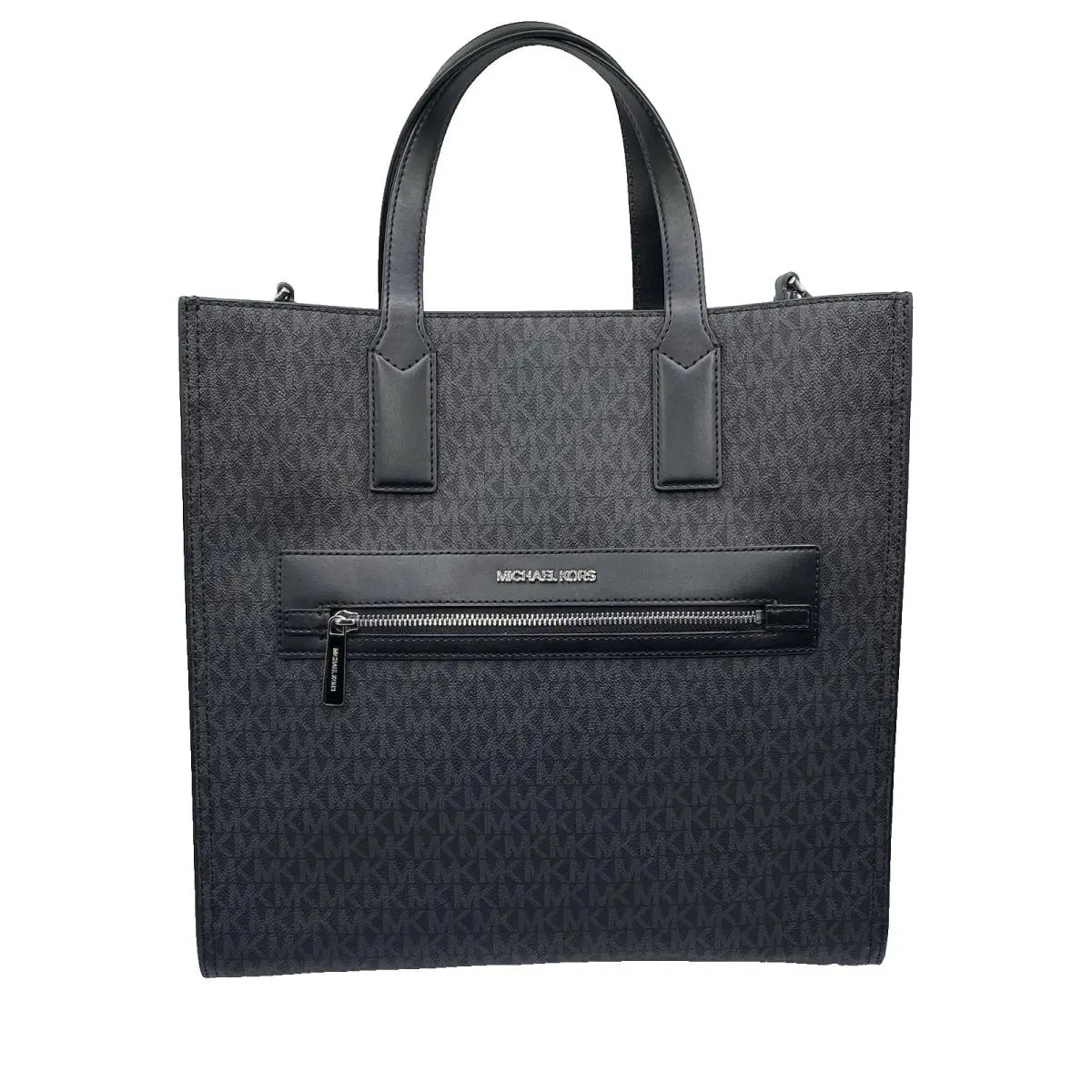 Michael Kors Women`s Kenly Tote Bag Black Logo Print Large Crossbody Top Handles