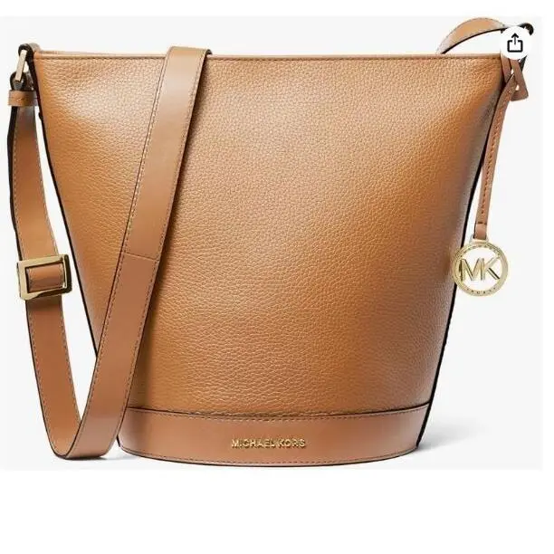 Michael Kors Townsend Pebbled Leather Women`s Small Bucket Crossbody Bag in Tan