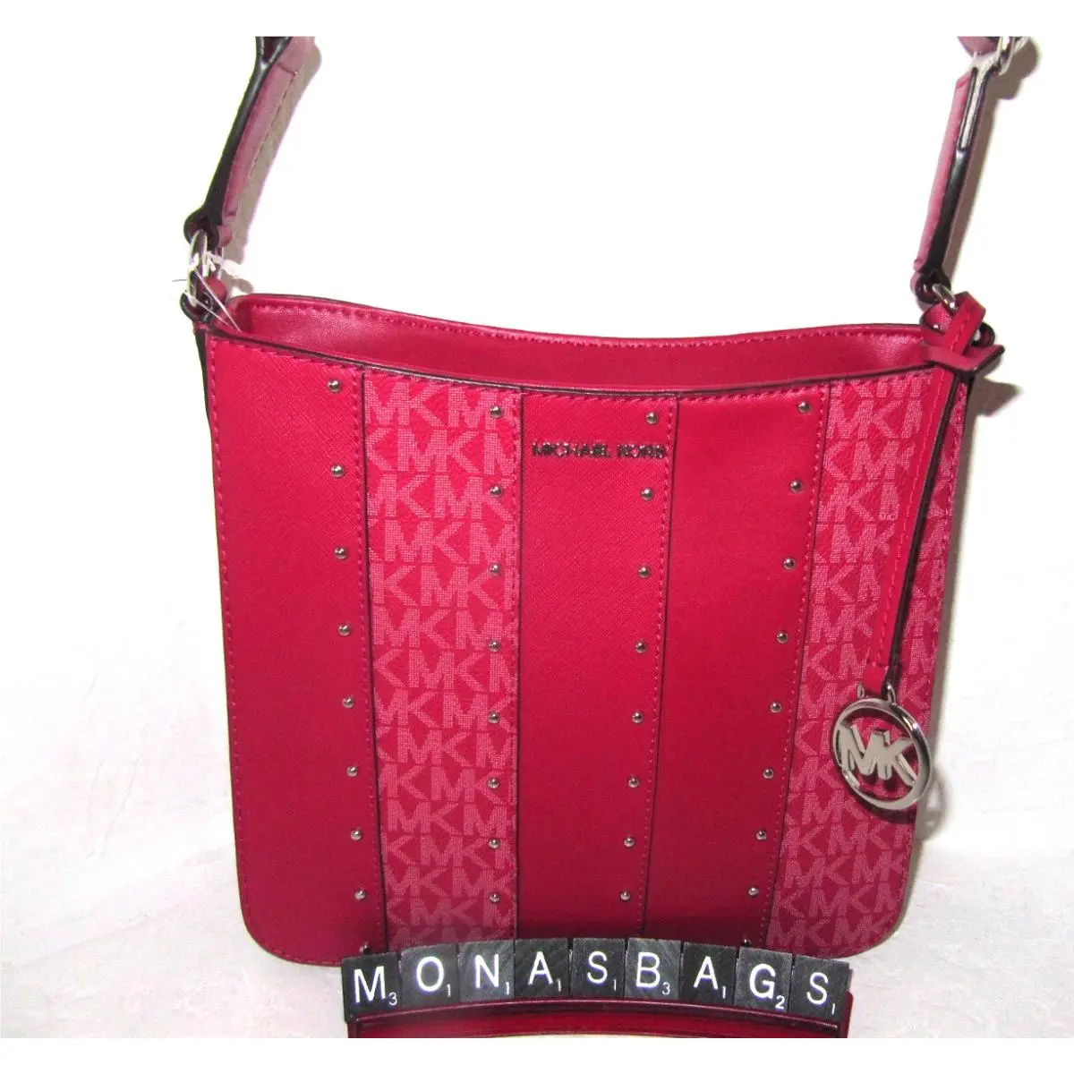 Jet Set Travel Dark Raspberry Studded Small NS Crossbody Bag by Michael Kors