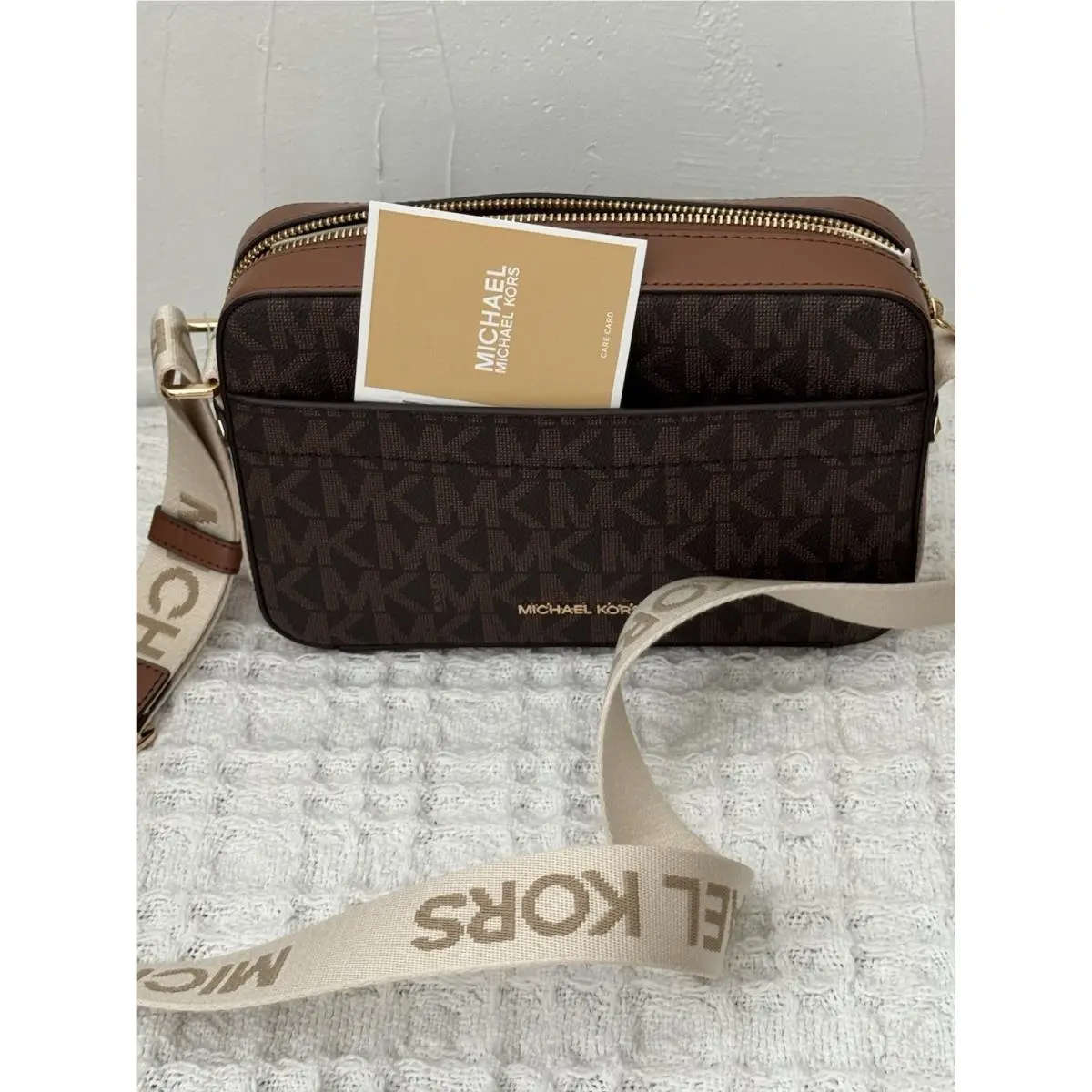Maeve Large EW Pocket Crossbody Bag Brown Luggage 9.5x6.5x2.5 by Michael Kors