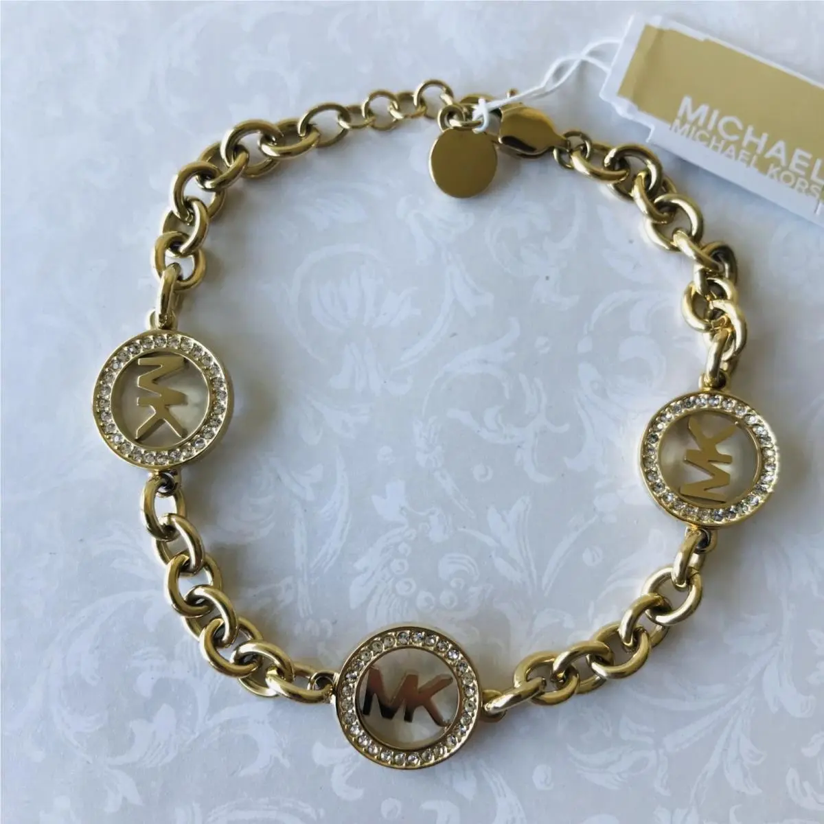 Crystal Fulton Chain Logo Bracelet MKJ4729710 by Michael Kors