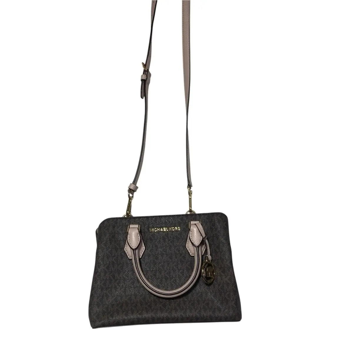 Kors Camille Medium Logo and Leather Satchel Brown Soft Pink by Michael Kors