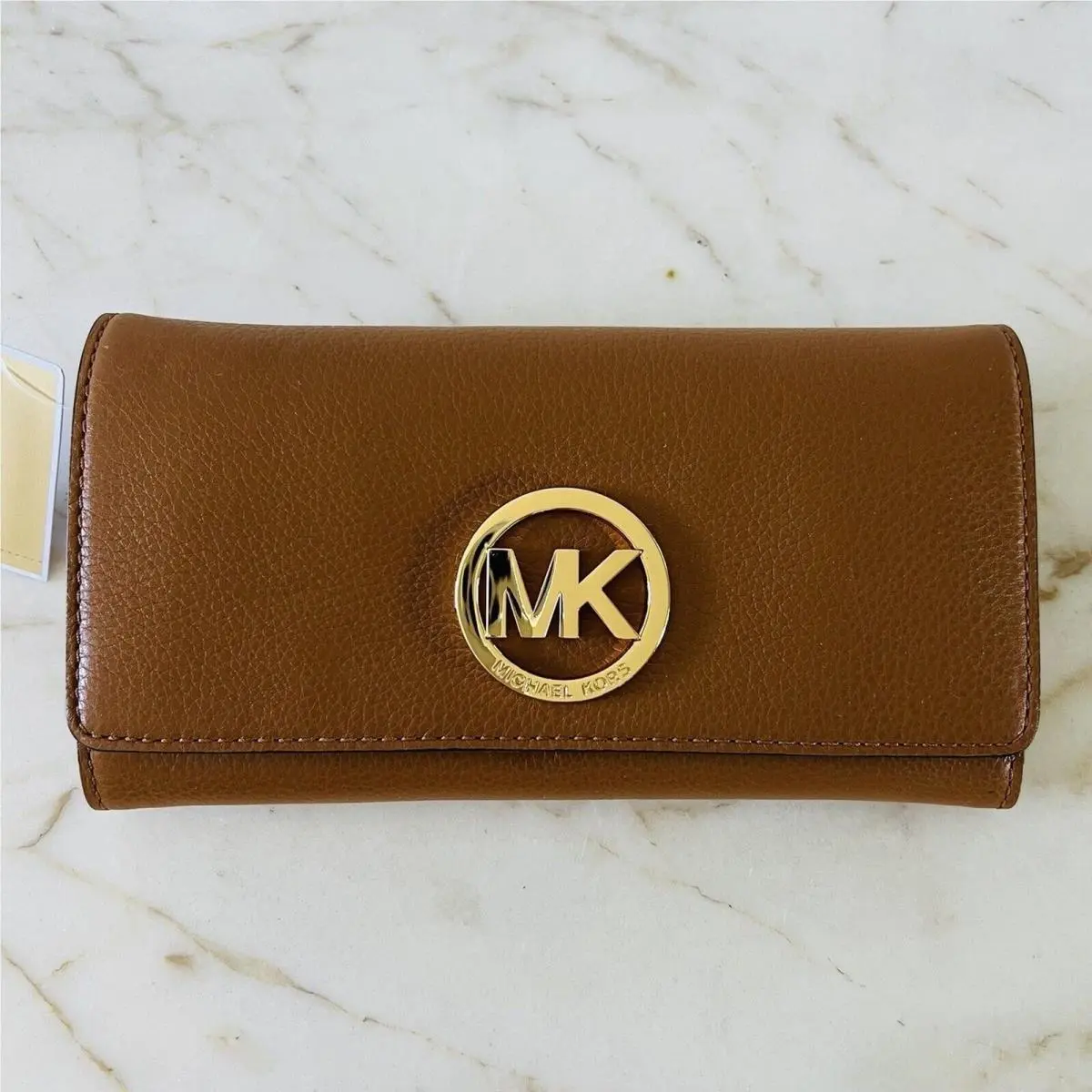 Michael Kors Fulton Acorn Brown Leather Large Gusset Carryall Continental Wallet