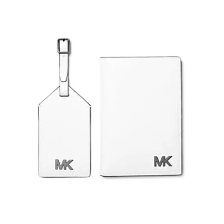 Michael Kors Cooper Leather Passport Case and Luggage Tag Gift Set White