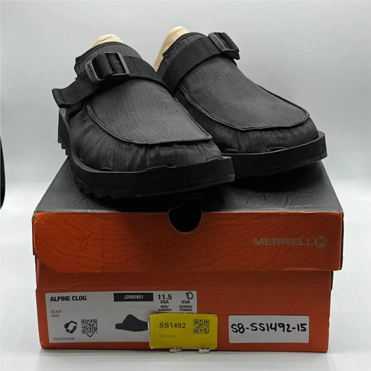 Merrell Shoes Mens 11.5 Women 13 Alpine Clog Black Closed Toe Comfort J2002851