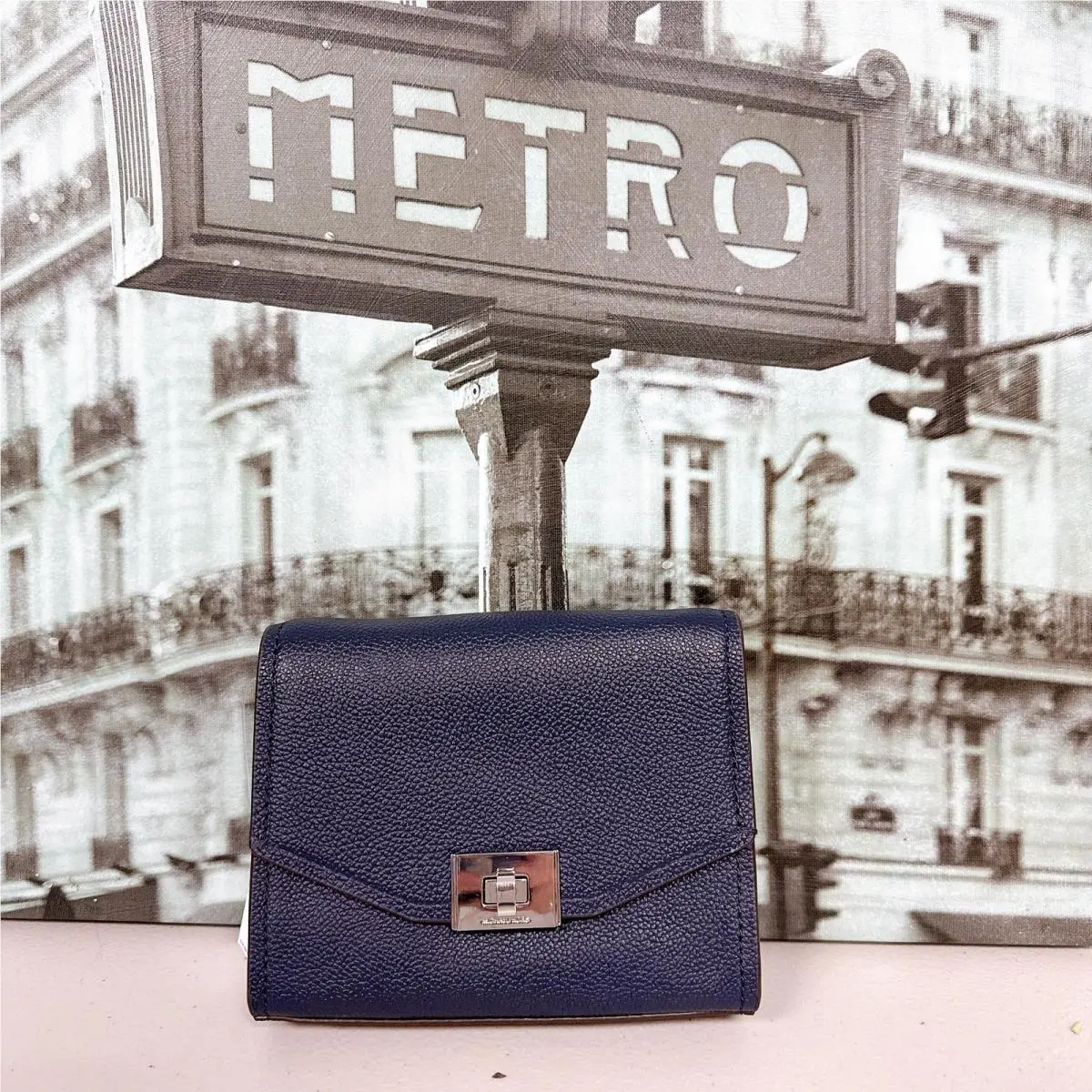 Cassie XS Crossbody Bag 35H8ST6C5L Navy Leather Shoulder Purse by Michael Kors