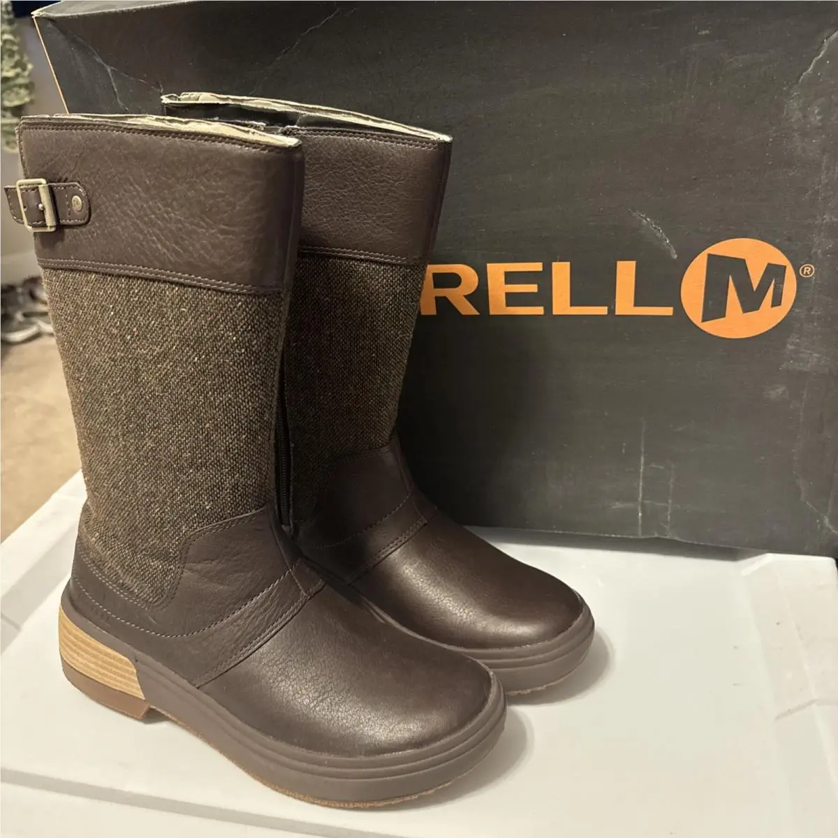 Merrell Haven Tall Buckle WP Women`s Waterproof Boots Brown Size 8M