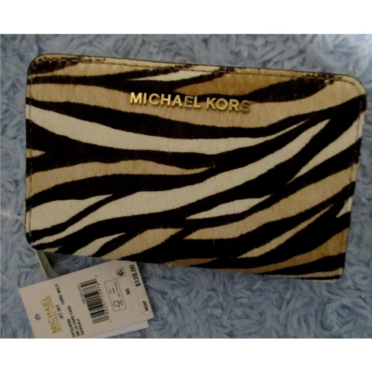 Michael Kors Jet Set Animal Print Haircalf Small Card Case Wallet