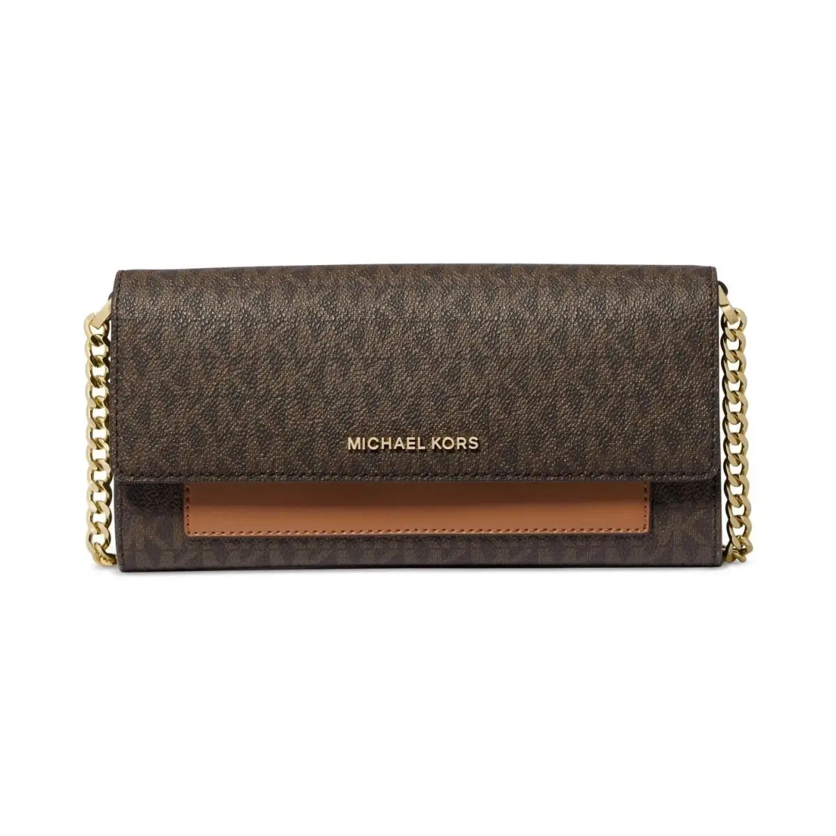 Michael Kors Women`s Jet Set Wallet On A Chain in Signature Brown/acorn