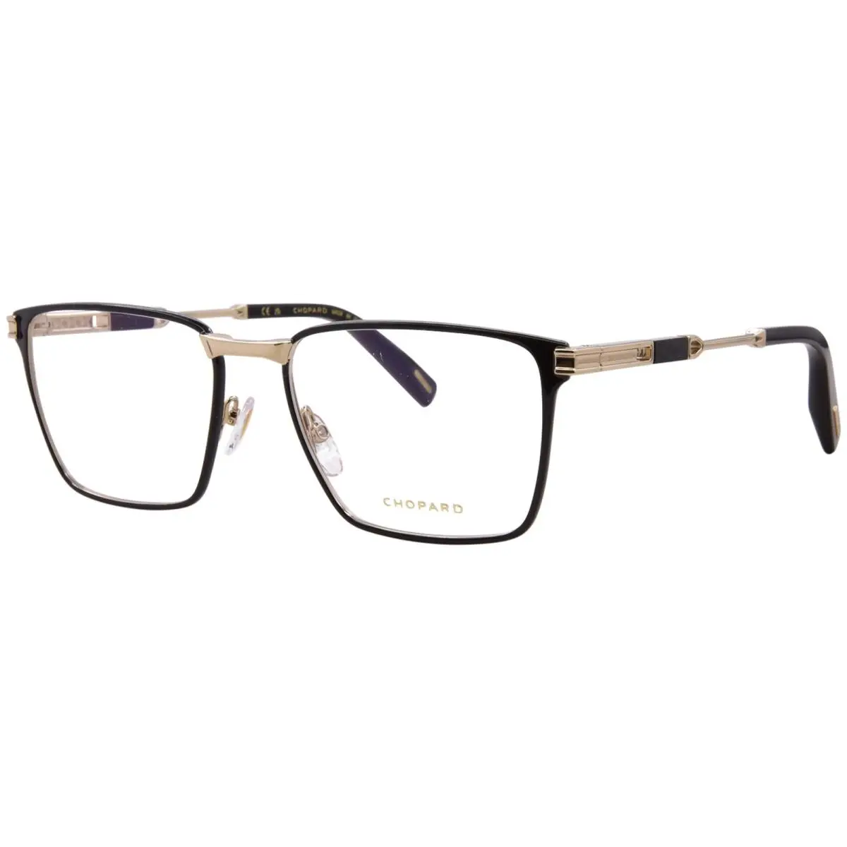 Chopard VCHM09 0301 Eyeglasses Men`s Shiny Rose Gold/black Full Rim Square 56mm