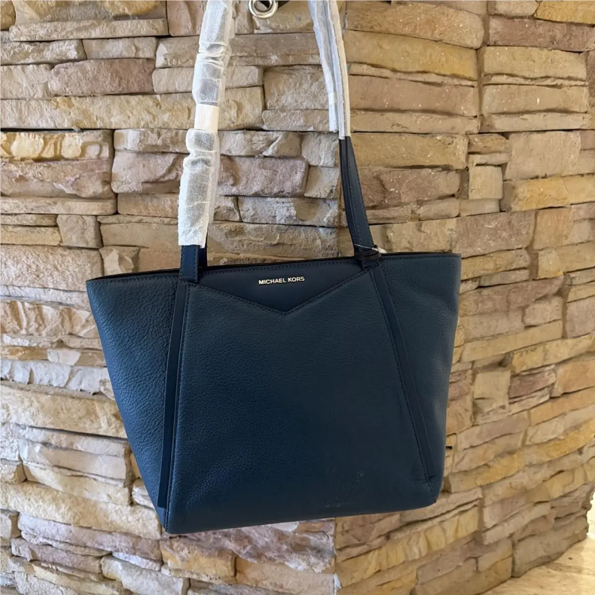 Michael Kors Whitney Tote Bag Large Blue Saffiano Leather Purse Business Travel