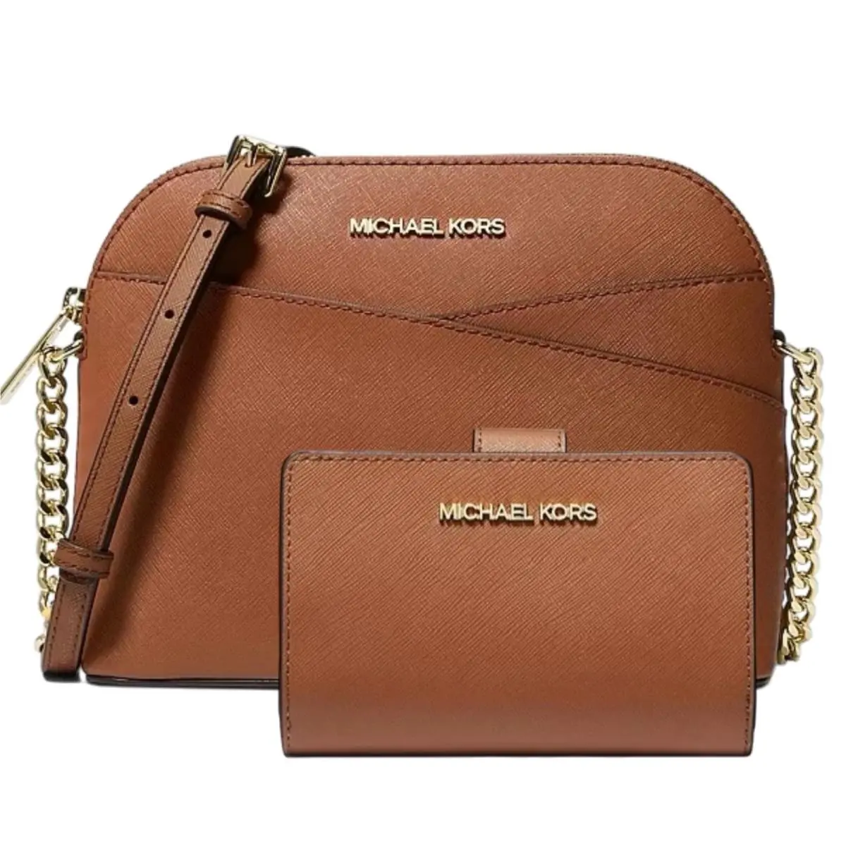 Michael Kors Jet Set Travel Medium Dome Crossbody Wallet Set Luggage
