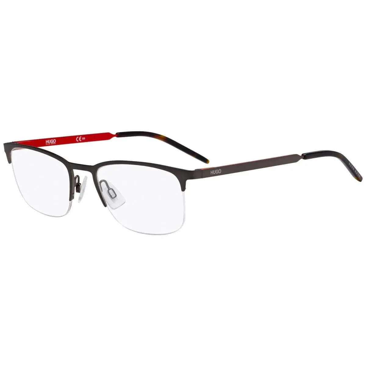 Men`s Matte Grey Semi-rimless Rectangle Eyeglasses - HG1019-0FRE-20 by Hugo Boss