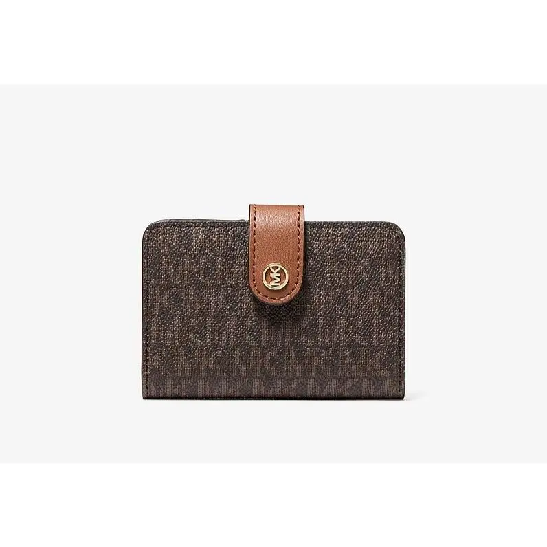 Michael Kors Jet Set Travel Small Signature Logo Billfold Wallet Brown