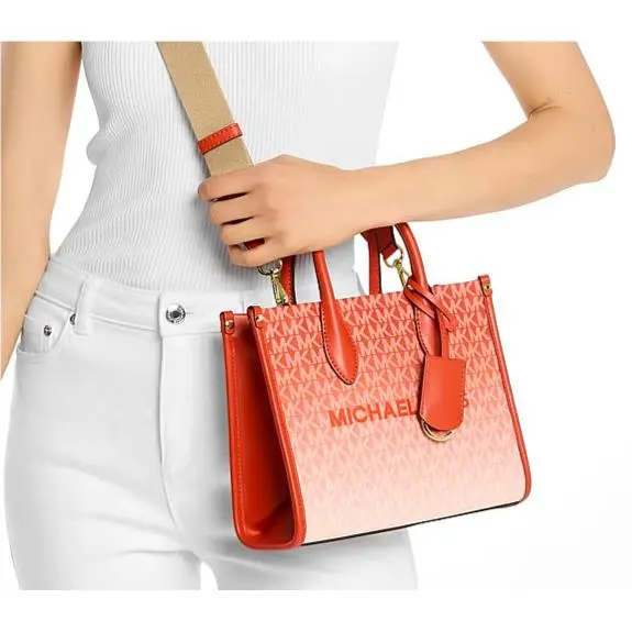 Mirella Small Ombré Signature Logo Crossbody Bag Red Clay by Michael Kors