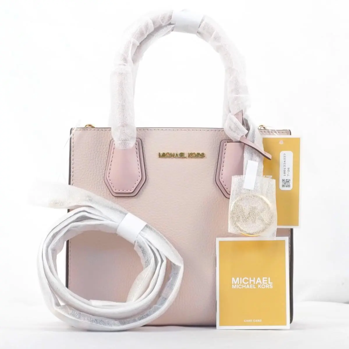 Mercer Medium Two-tone Leather Crossbody Bag In Powder Blush by Michael Kors