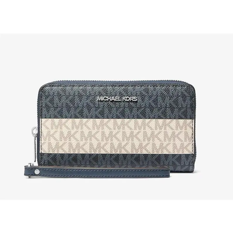 Michael Kors Jet Set Travel Large Striped Signature Logo Smartphone Wallet