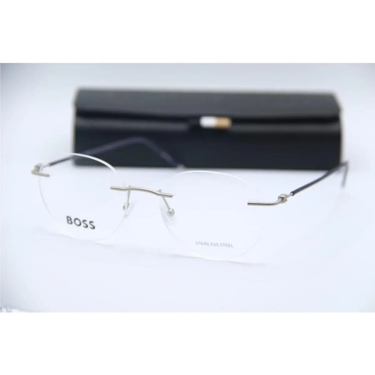 Hugo Boss 1422 Ctl Silver Navy Blue Eyeglasses W/case 51-17