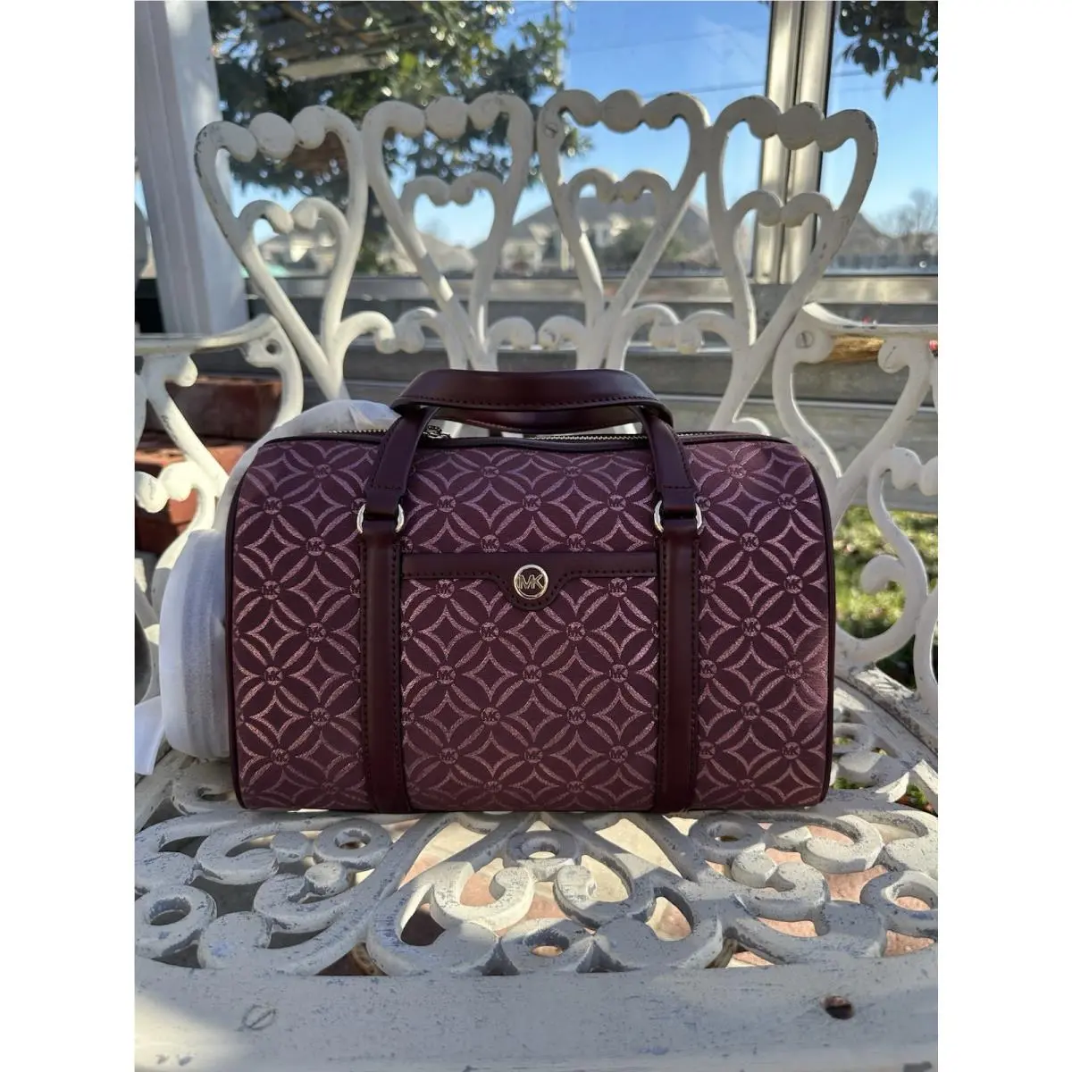 Michael Kors Jet Set Travel MK Signature Medium Duffle Satchel Bag