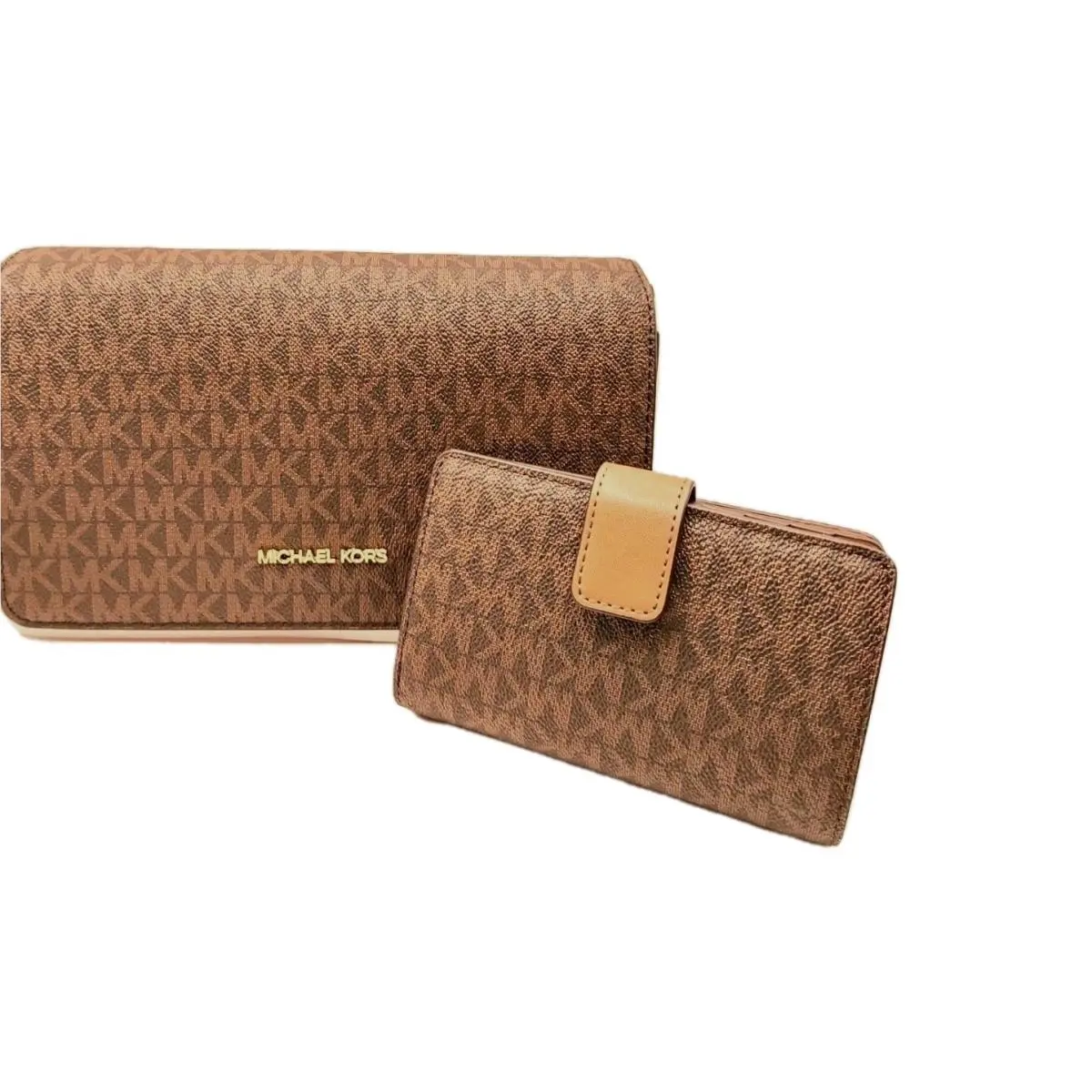 Wallet Purse Set Jet Set Crossbody Handbag Brown Logo by Michael Kors