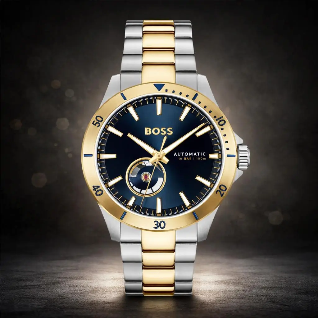 Boss Troper Automatic Men’s Watch 43mm Two-tone Stainless Steel Blue Dial 100m by Hugo Boss