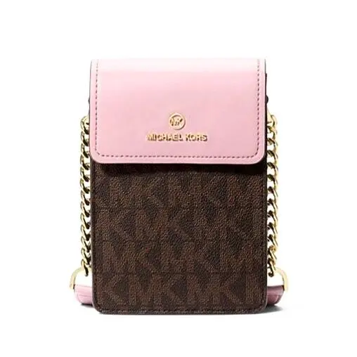 Jet Set Logo Smartphone Crossbody Bag Royal Pink/brown by Michael Kors