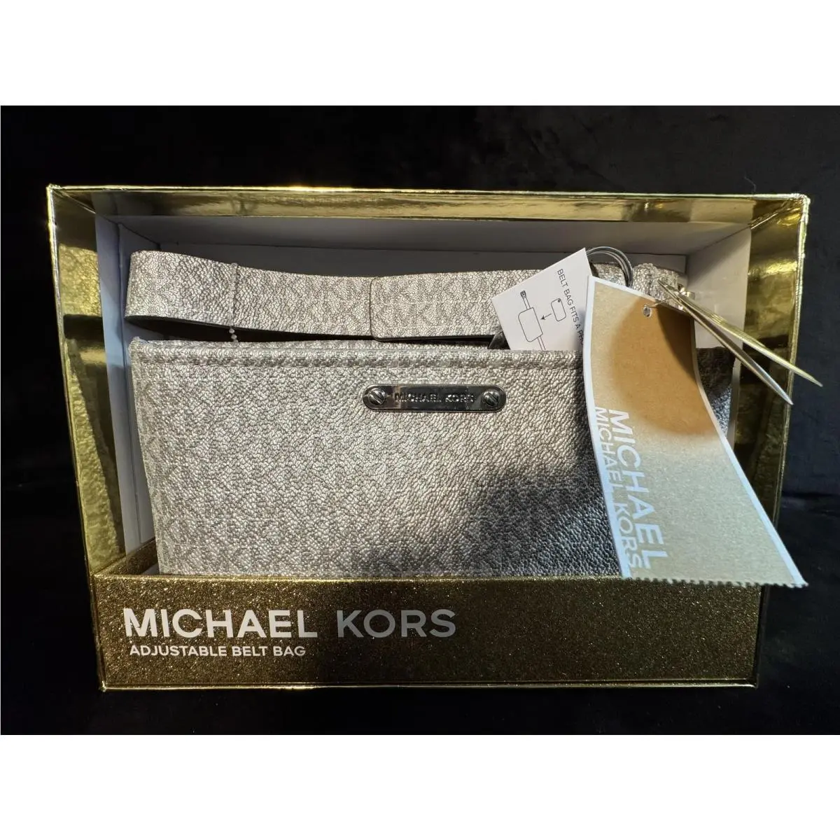 Belt Bag Womens Small Silver Adjustable Logo Fanny Pack Boxed Gift by Michael Kors