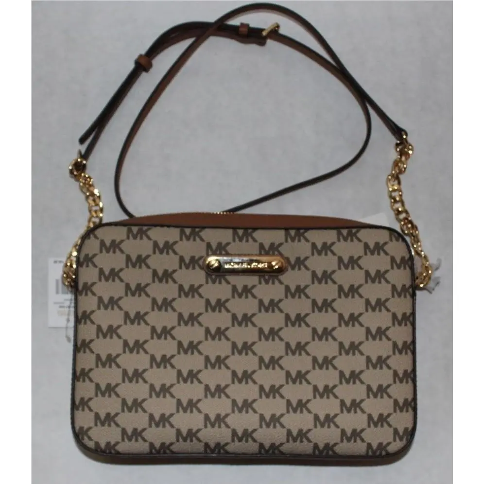 Michael Kors Jet Set Large East West Saffiano Leather Crossbody Bag Acorn