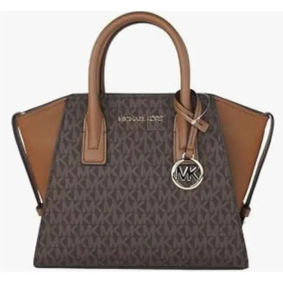 Avril Small Logo Top-zip Satchel-brown B09DMJ5WLF by Michael Kors