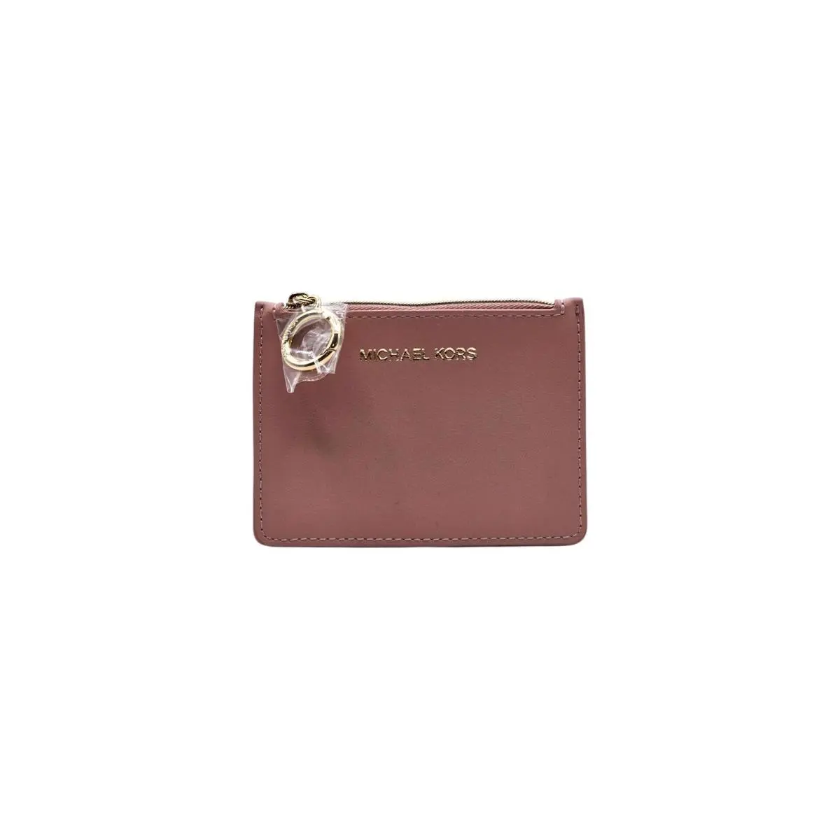 Michael Kors Dusty Rose Leather Zip Card Holder Coin Pouch Key Case