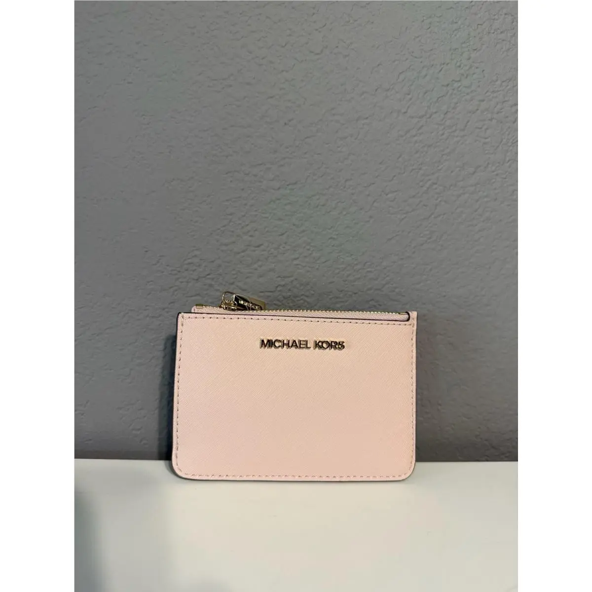Michael Kors Saffiano Leather Small Top Zip Coin Pouch with ID Holder