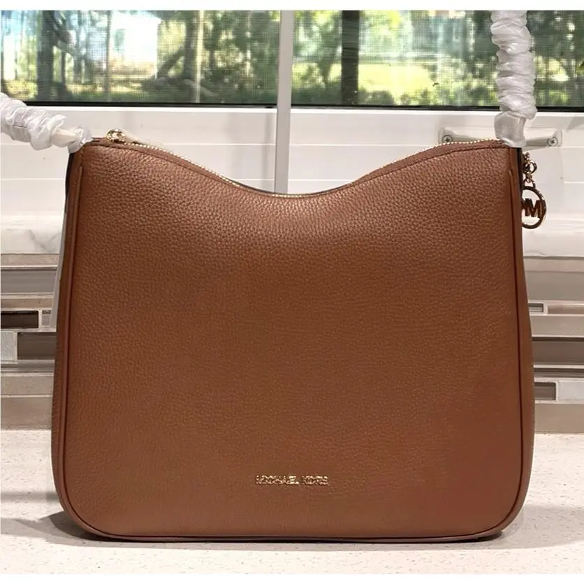 Nayla Medium Zip Messenger Crossbody Bag Tote Purse MK Brown Gold by Michael Kors