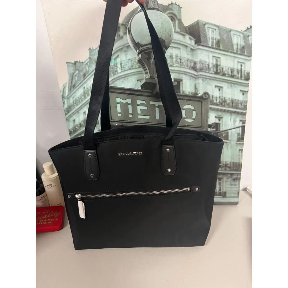 Polly Medium Nylon Top Zip Tote Bag Style 38T0CP5T2C Black by Michael Kors