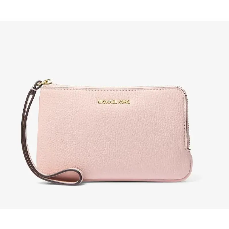 Michael Kors Jet Set Travel Small Pebble Leather Wristlet Wallet Powder Blush